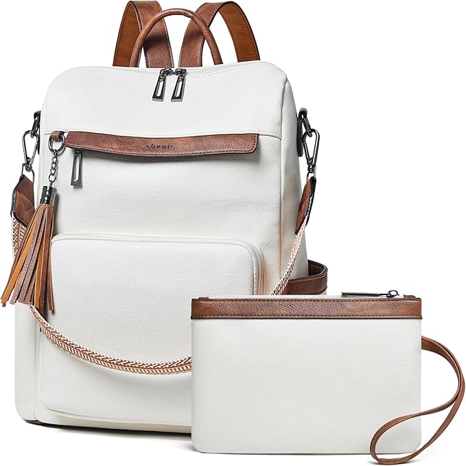 Shrrie Vegan Leather Laptop Backpack for Women 15.6 inch Work Backpack Fashion Travel Backpack Purse for Travel College Work