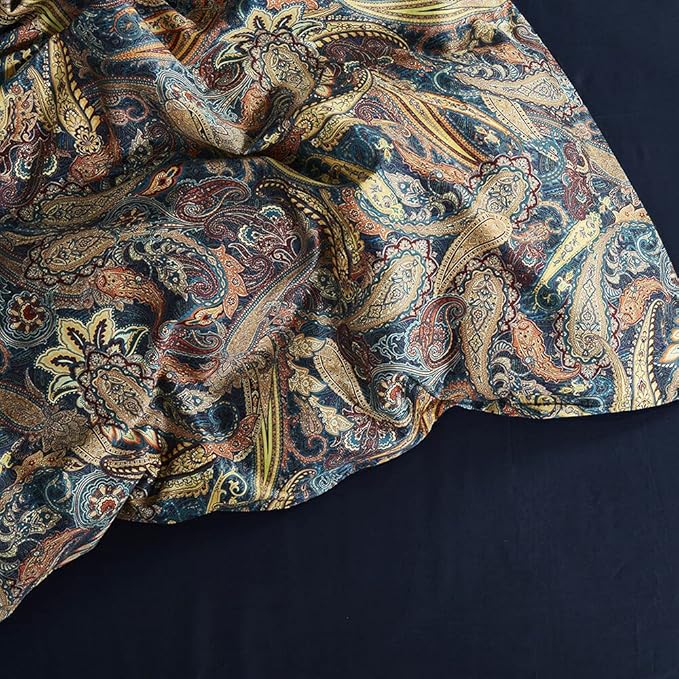 Cupocupa Duvet Cover King Size Set Boho Floral Pattern King Duvet Cover Set for King Size Bed Vintage Soft Bedding Leaf Print Paisley Duvet Cover with Pillowcases