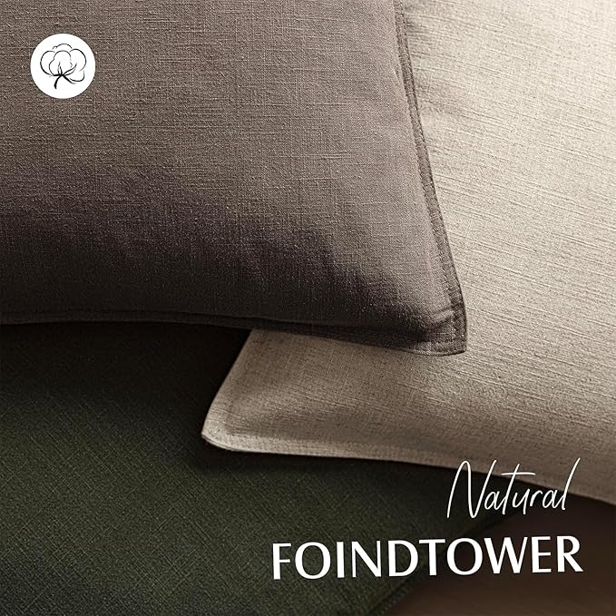 Foindtower Set of 2, Decorative Linen Soild Throw Pillow Covers Soft Accent Euro Cushion Case Farmhouse Neutral Pillowcase for Chair Couch Sofa Bedroom Living Room Home Decor 24 x 24 Inch Light coffee