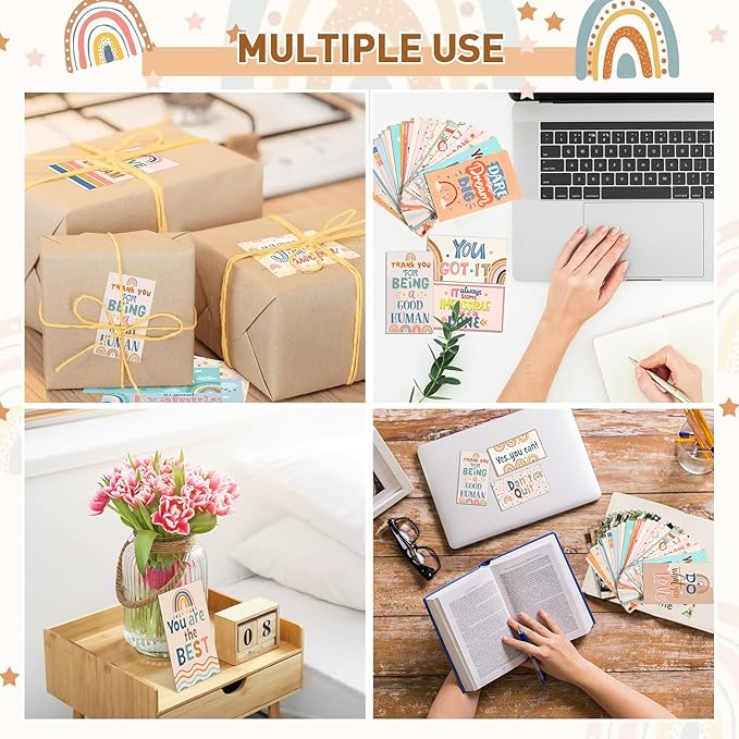 Outus 120 Pcs Motivational Encouragement Quote Cards Inspirational Kindness Appreciation Gratitude Business Cards Encouragement Mini Note Cards, 30 Styles, 3.5 x 2 Inch(Rainbow Style)