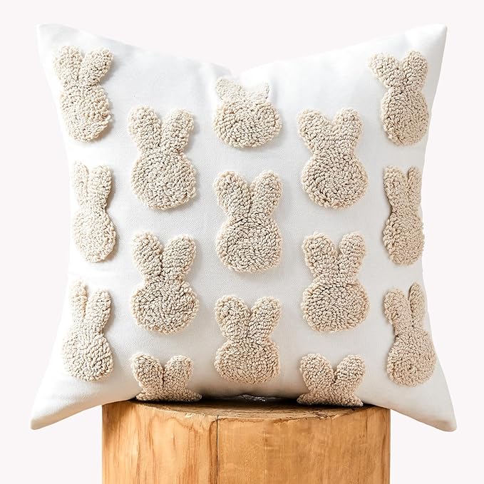 lifein 18x18 Pillow Covers-Throw Pillow Cover,Tufted Boho Jacquard Pillow Covers,Farmhouse Decorative Pillow Cover,Pillow Cases for Gift,Couch,Sofa,Bed,Chair,Living Room,Home Decor(18x18inch)