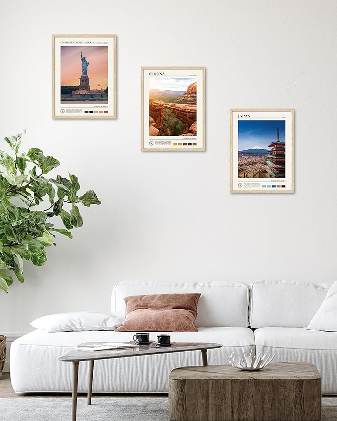 HesenDot Natural OAK Wood Framed Mount Fuji Wall Art, 12x16in Japanese Natural Scenery Canvas Wall Print, Classic Urban Landmark Wall Decor for Living Room, Bedroom,Office Gallery Set of 1