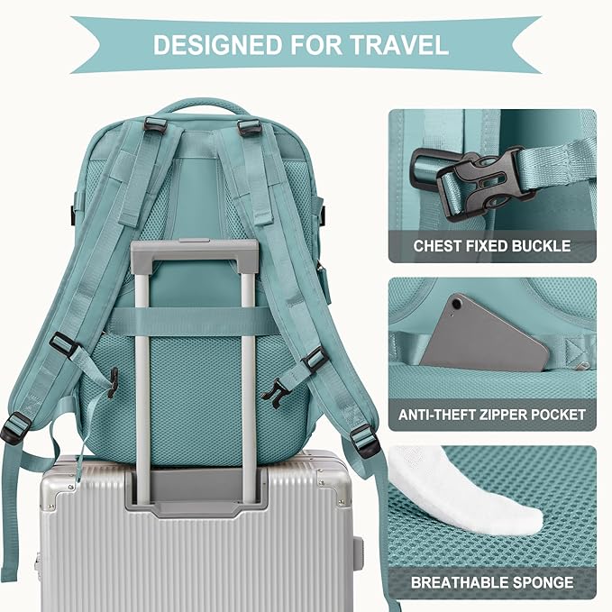 coowoz Large Travel Backpack For Women Men, Carry On Backpack,Hiking Backpack Waterproof Outdoor Sports Rucksack Casual Daypack Expandable Heavy Duty Extra large Backpack Blue Expansion