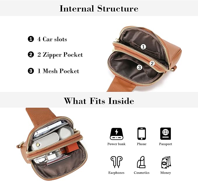 INICAT Travel Small Sling Bag Leather Crossbody Bags for Women Fanny Packs Cross Body Bag for Woman Cross Body Purses