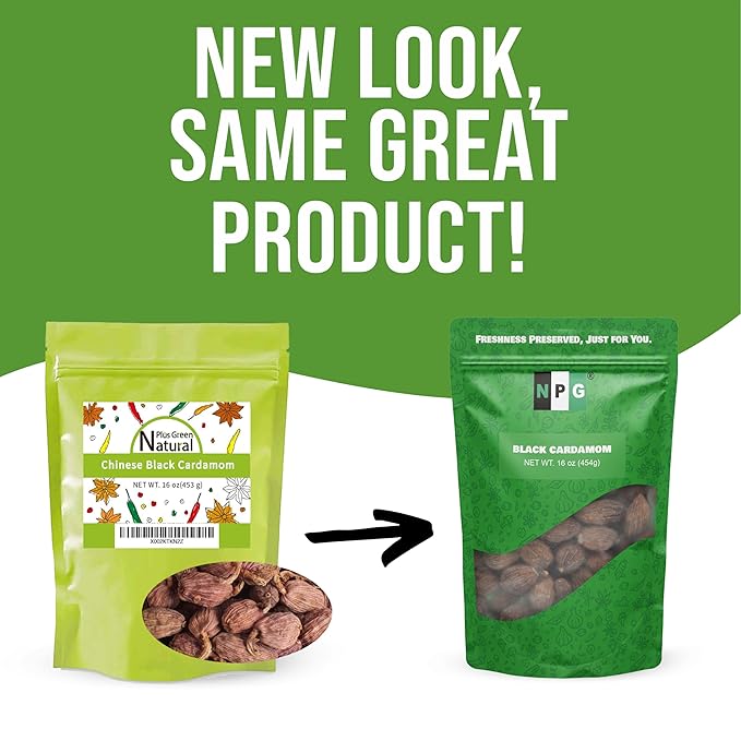 NPG Premium Black Cardamom Pods (Tsao Ko/Cao Guo) 16 Ounces Whole, Large, and Aromatic Brown Seed Pods, All-Natural Non-GMO Spice for Indian Biryani, Curry, Vietnamese Pho, Chinese Stews, and Middle Eastern Cooking