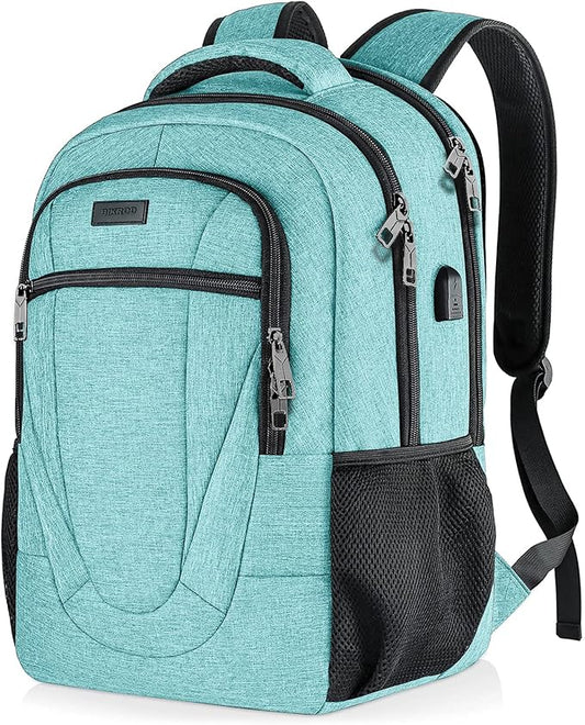 BIKROD Teal Backpack for Women and Men, Extra Large School Backpacks for Teens, Water Resistant Back Pack with USB Charging Port Fits 17 Inch Laptop, Business Anti Theft Durable Computer Bag Gifts