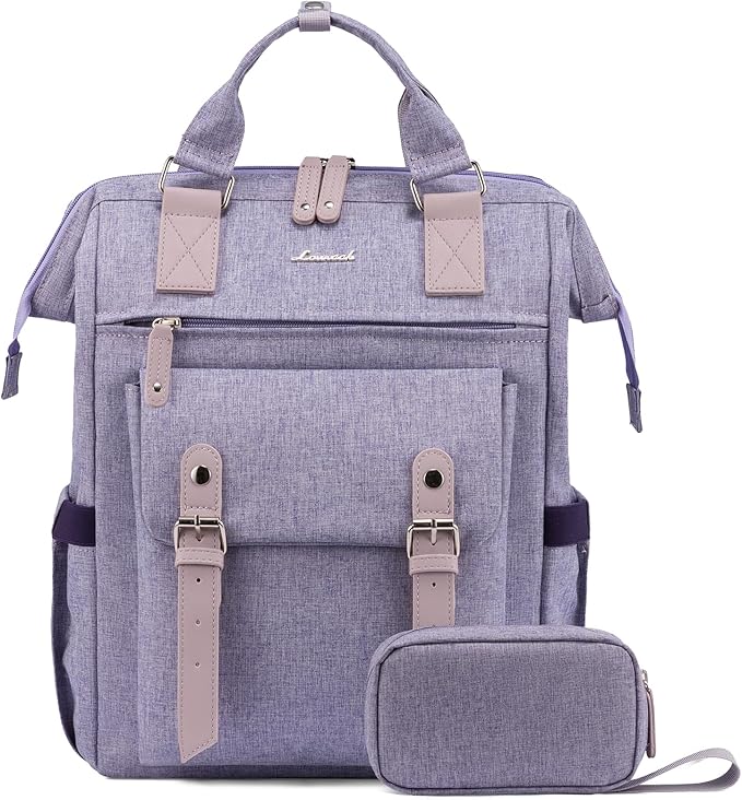 LOVEVOOK Extra Large Backpack for Women, 18 Inch Travel Laptop Backpack with USB Charging Port, Teacher Doctor Nurse Work Bags, College Computer Backpack Purse, Wide Open Carry On Travel Bag, Purple