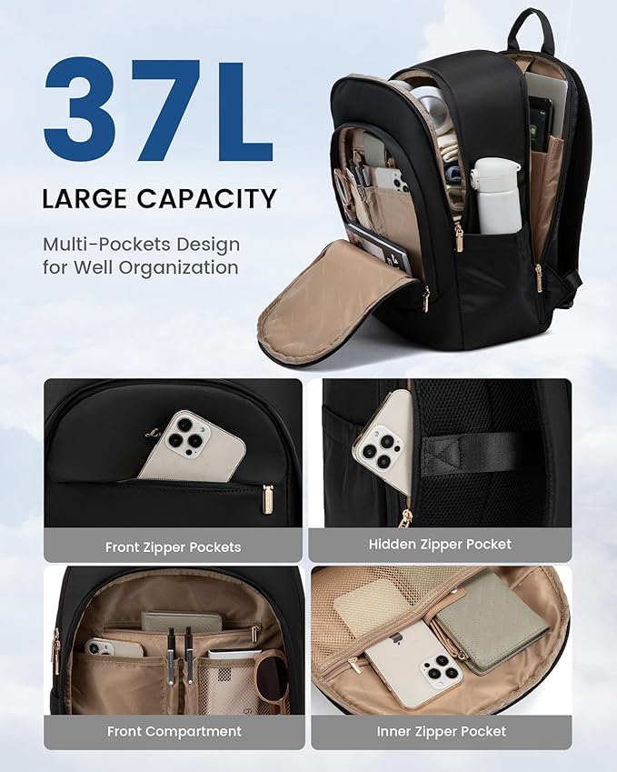 LOVEVOOK Laptop Backpack for Women, 18 Inch Business Backpack Purse, Large Capacity Casual Daypack, 17.3 Inch Work Computer Backpack, Travel Backpack for College