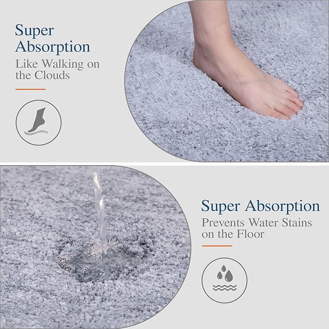 Walensee Large Bathroom Rug (24 x 60, Growing Blue) Extra Soft and Absorbent Shaggy Bath Mat Machine Washable Microfiber Non Slip Luxury Floor Mat