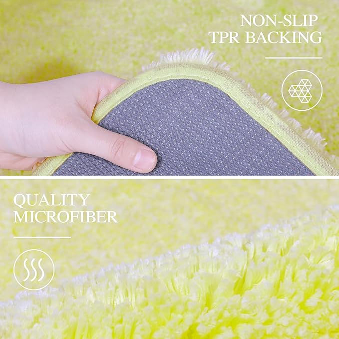 Walensee Large Bathroom Rug (24 x 48, Yellow) Extra Soft and Absorbent Shaggy Bath Rug Machine Washable Microfiber Bath Mat Non Slip Bath Mat, Luxury Bathroom Floor Mats