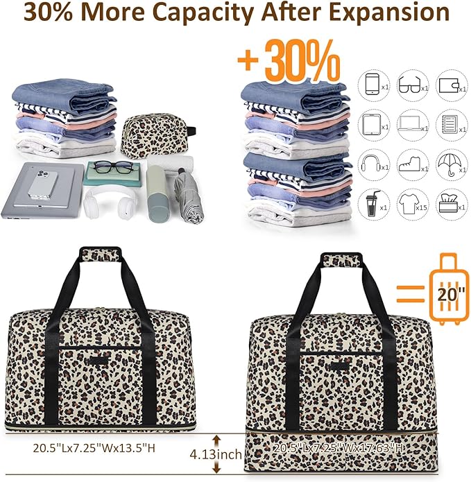 Expandable Travel Duffle Bags Weekender Overnight Bags for Women Men Hospital Bag for Women Labor Delivery with Toiletry Bag Waterproof