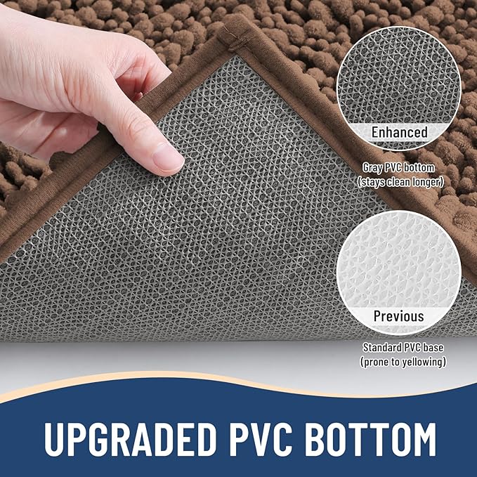 Arotive Luxury Chenille Bathroom Rug Mat, Extra Soft Thick Absorbent Shaggy Bath Rugs, Non-Slip Machine Wash Dry, Plush Bath Mats for Bathroom, Shower and Tub, 30x20, Mocha