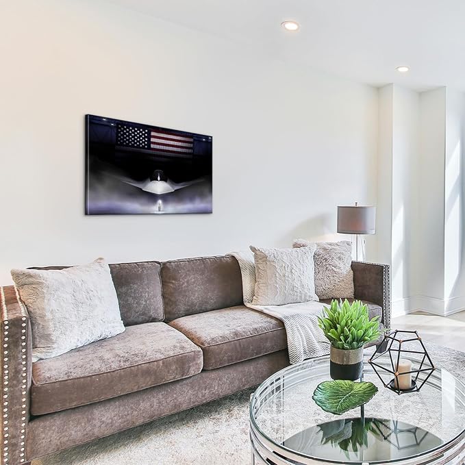 F-47 Fighter Jet Canvas Wall Art with Inner wooden frame - Military Airplane Wall Art for Office & Game Room - Aviation Themed Jet Poster - Lightweight & Easy to Hang - 28x40 Inches