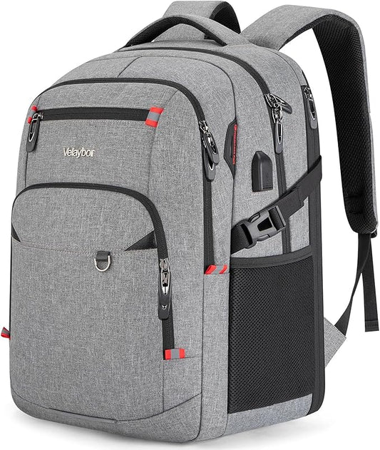 48L Expandable Laptop Backpack, Anti-thief Travel Backpack with USB Charging Port, Airline Approved Business Waterproof Carry on Luggage, Fits 17.3" Laptop for Men Women