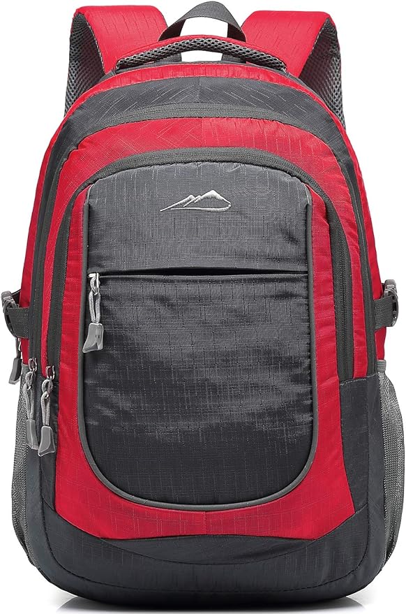 ProEtrade Backpack Bookbag for College Sturdy Travel Business Hiking Fit Laptop Up to 15.6 Inch Multi Compartment Gifts for Men Women Night Light Reflective (red)