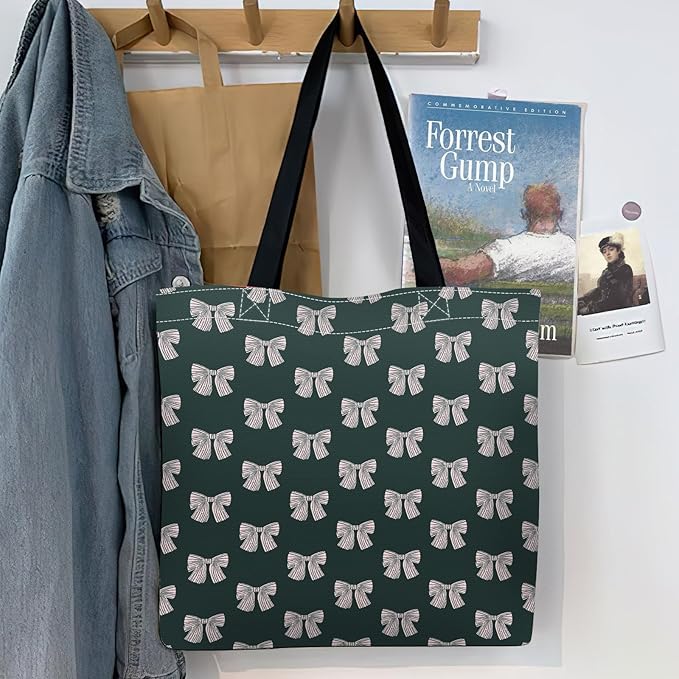 Canvas Tote Bag for Women，Cute Heavy-Duty Shoulder Bag with Zipper Pocket -Travel Tote for Grocery, Gym,Shopping