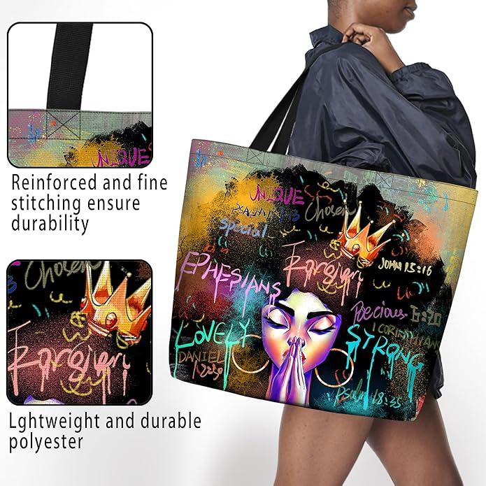 IAGM Women Tote Bags African American Woman Shoulder Bag Afro Black Girl Magic Satchel Handbags For Shopping,Work,Grocery,Gym