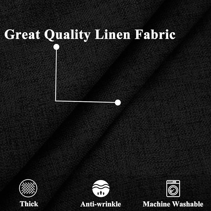 decorUhome Decorative Outdoor Throw Pillow Covers 12x20 Set of 2, Lumbar Linen Rustic Neutral Farmhouse Euro Pillow Covers with Stitched Edge for Couch, Sofa, Living Room, Black