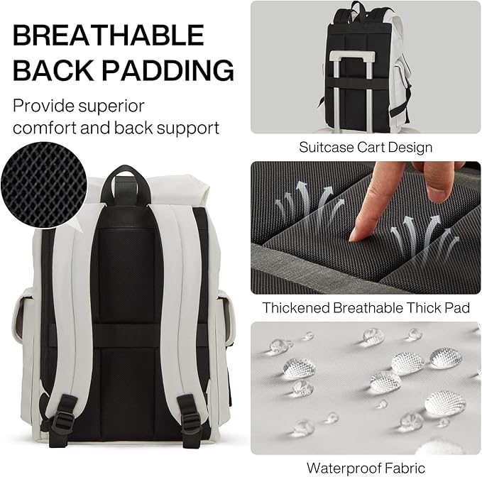 mixi Travel Laptop Backpack for Women & Men Carry On Backpack fits 16'' Laptop, Waterproof Lightweight Casual Hiking Weekender Bags Rucksack,17 Inch, Interstellar White