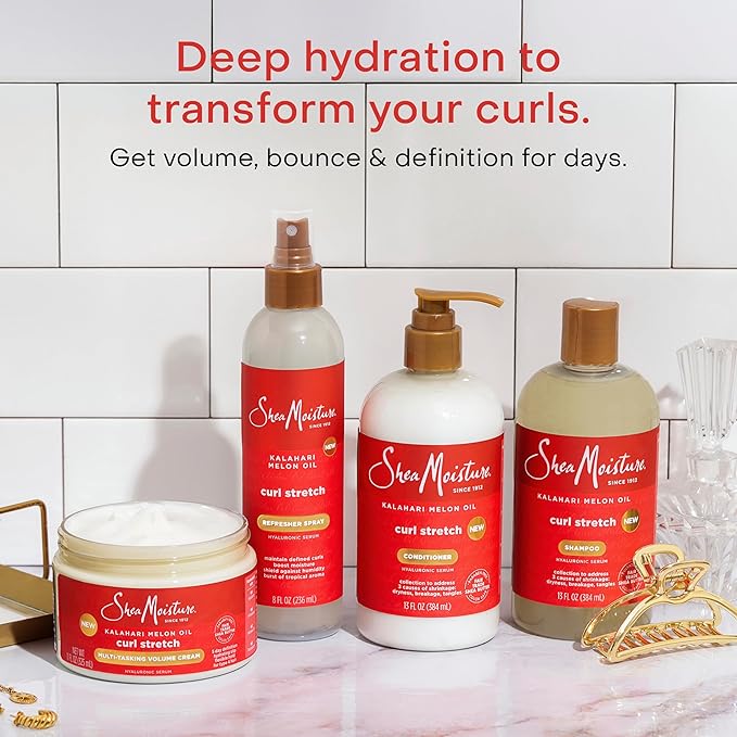 SheaMoisture Curl Stretch Conditioner Kalahari Melon Oil Infused with Hyaluronic Serum, Hydration Hero Deeply Moisturizes and Repairs Damage, for Easy Detangling and Styling 13 Fl Oz