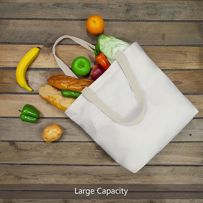 TOPDesign 2-Pack Canvas Tote Bags with Magnetic Snap, Reusable Grocery Shopping Bags, DIY Your Creative Designs