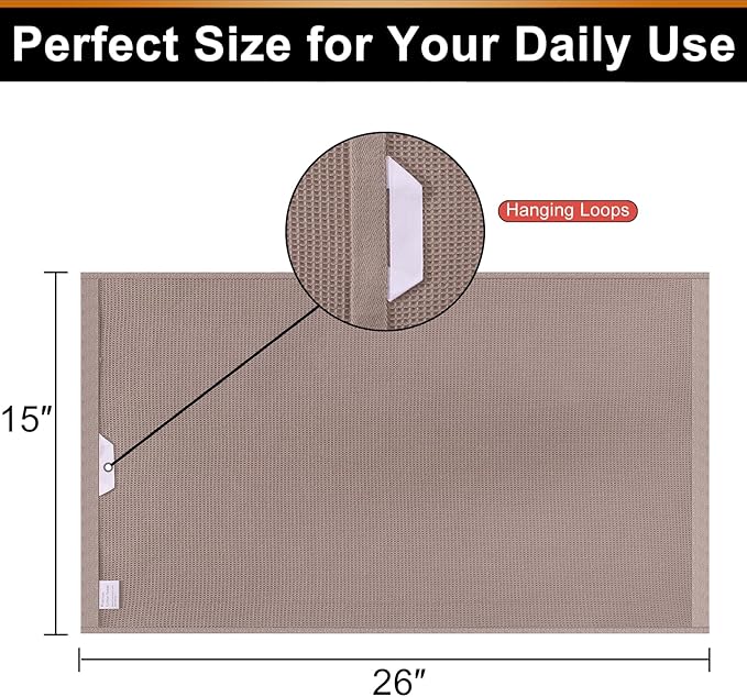 Homaxy 100% Cotton Waffle Weave Kitchen Towels - 6 Pack Soft and Absorbent Dish Towels - 16 x 26 Inches Quick Dry Hand Towels - Brown