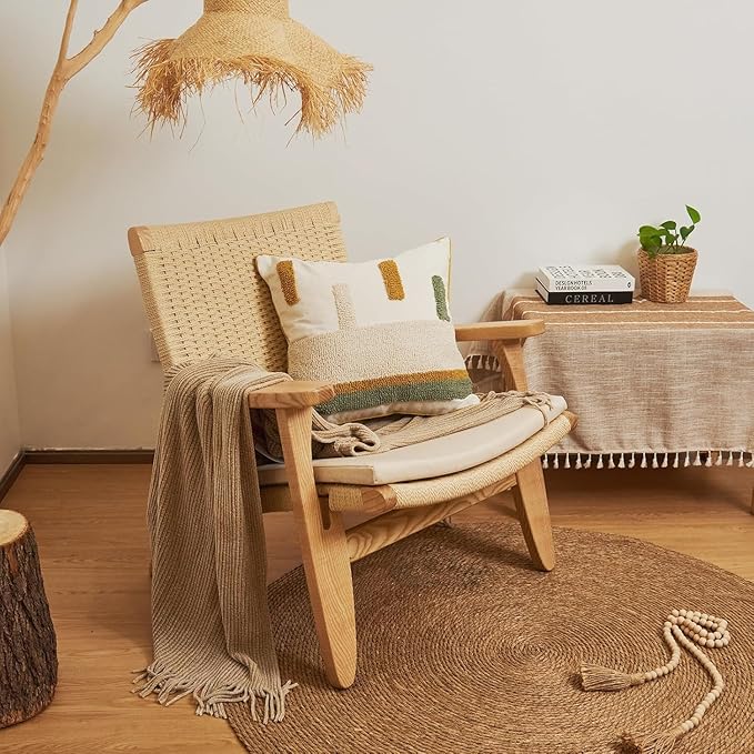 lifein 18x18 Pillow Covers Set of 2-Throw Pillow Cover,Tufted Boho Jacquard Pillow Covers,Farmhouse Decorative Pillow Cover,Pillow Cases for Gift,Couch,Sofa,Bed,Chair,Living Room,Home Decor(18x18inch)