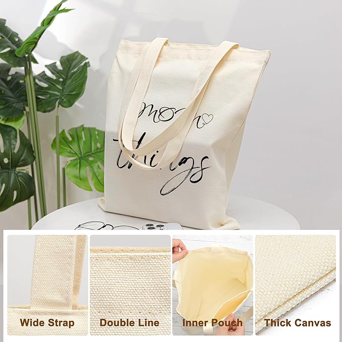 Tote Bag for Women, Canvas Tote Bag with Pockets,Canvas Shopping Bags,Reusable Grocery Bags