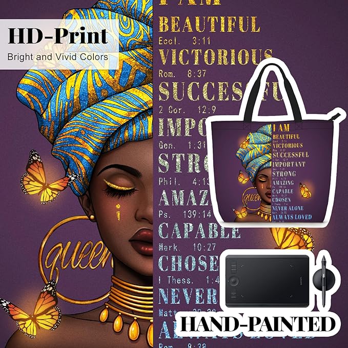 African American Black Women Tote Bag Black Girl Magic Shoulder Handbag For Work Travel Beach Shopping