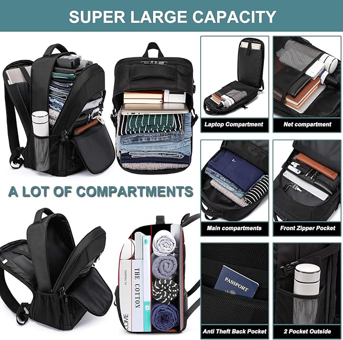 Business Laptop Backpacks for Women Girls,Men Extra Large Travel Backpack with USB Charging Port,TSA Anti Theft Durable Water Resistant College School Computer Bag Fits 17.3'' Laptop Notebook,Purple