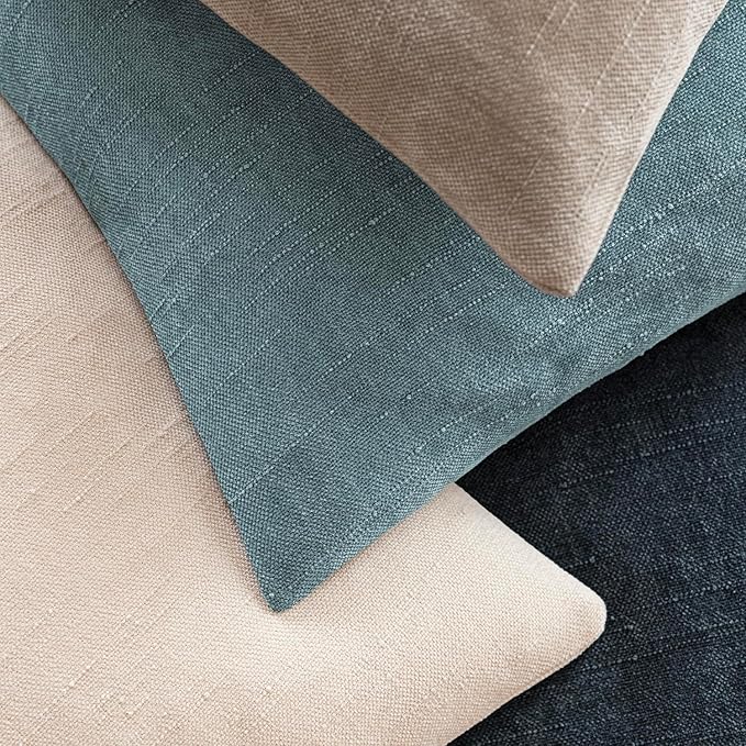 Foindtower Pack of 2 Textured Chenille Throw Decorative Pillow Covers Square Accent Solid Cushion Cover Neutral Farmhouse Pillow Case for Couch Sofa Bedroom Living Room 26x26 Inch,Light Blue