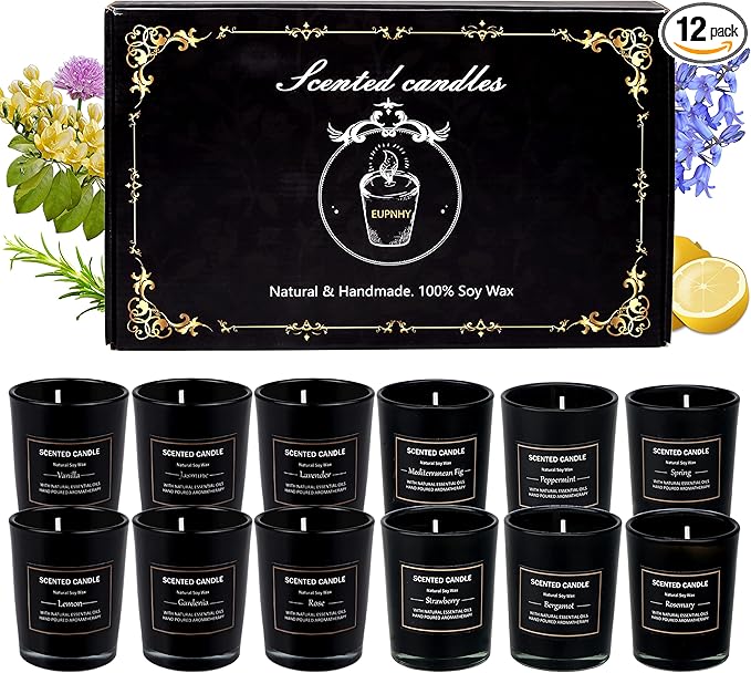 12pcs 2.5oz Scented Candles Gift Set Soy Wax Decorative Candles for Home.