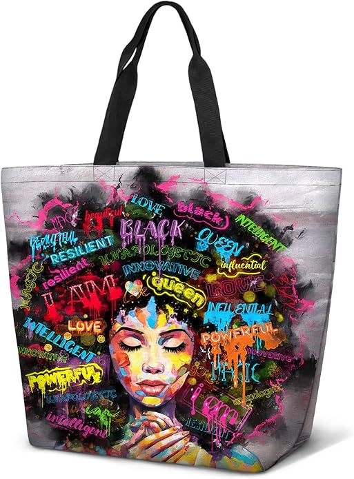 IAGM Women Tote Bags African American Woman Shoulder Bag Afro Black Girl Magic Satchel Handbags For Shopping,Work,Grocery,Gym