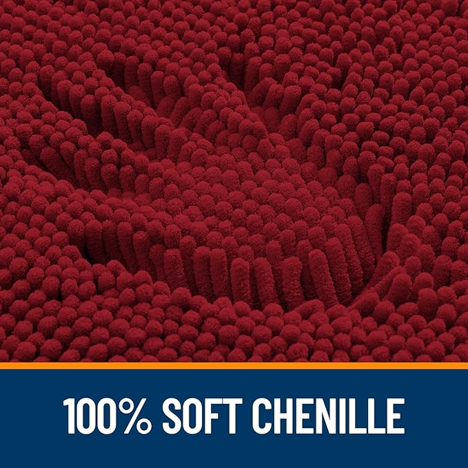 OLANLY Bathroom Rugs 47x20, Extra Soft Absorbent Chenille Bath Rugs, Rubber Backing Quick Dry, Machine Washable Bath Mats for Bathroom Floor, Tub and Shower, Home Decor Accessories, Red