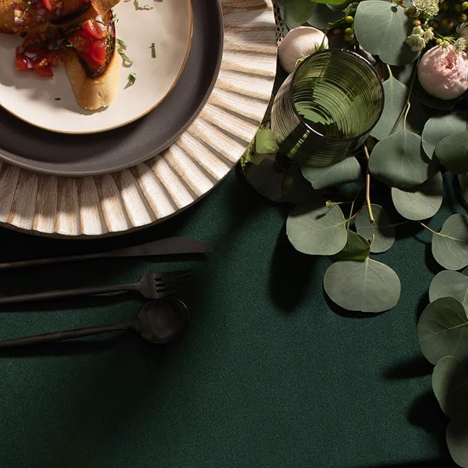 Gee Di Moda Rectangle Tablecloth - 60 x 126 Inch Hunter Green Table Cloth for 8 Foot Rectangle Table - Heavy Duty Washable Fabric - for 8 Ft Buffet Table, Holiday Party, Dinner, Wedding & Baby Shower