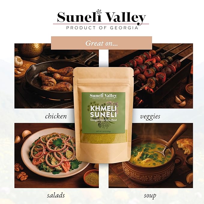 Suneli Valley Khmeli Suneli | Premium Georgian-Style Seasoning | Aromatic Mix of Herbs and Spices | Ideal for Grilled Meats, Seafood, Poultry | 2.8oz (80g)