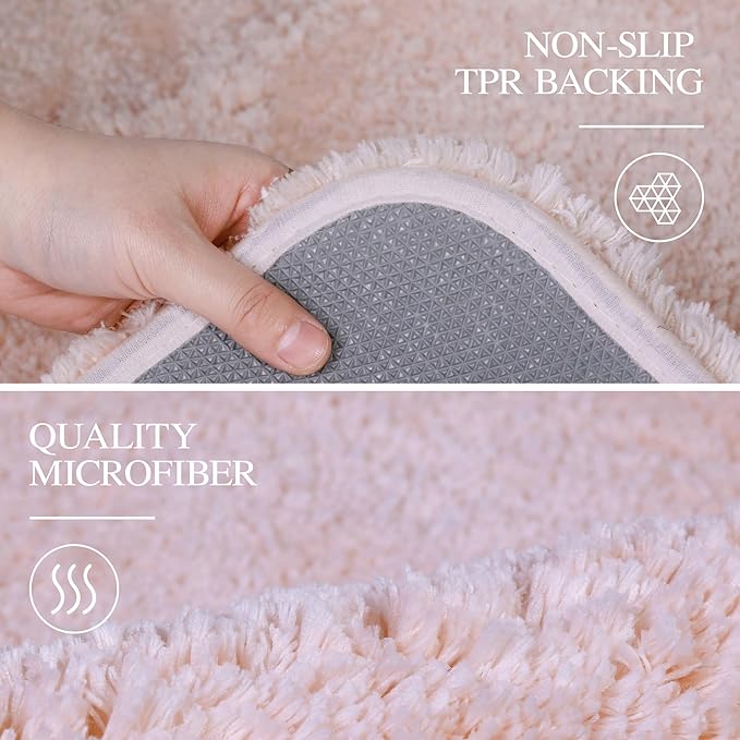 Walensee Large Bathroom Rug (24 x 60, Dusty Pink) Extra Soft and Absorbent Shaggy Bath Mat Machine Washable Microfiber Non Slip Luxury Floor Mat