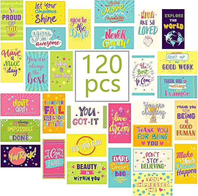 Outus 120 Pcs Motivational Encouragement Quote Cards, 30 Styles, Multicolor, 3.5 x 2 Inch (Greeting Cards)