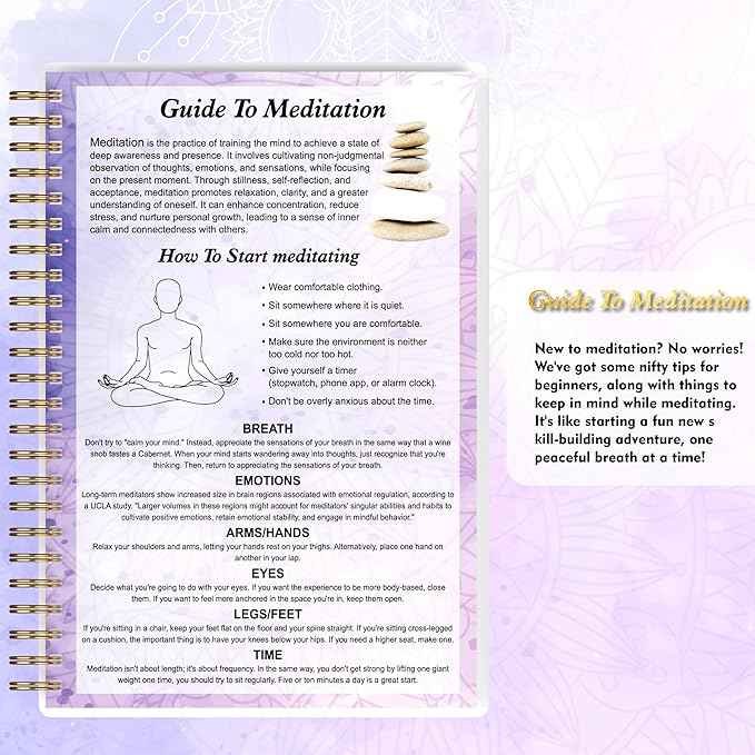 A5 Meditation Journal: Daily Reflection Notebook for Spiritual Serenity & Self-Discovery - Ideal Gift for Beginners, 100gsm Thick Paper, Twin-Wire Binding