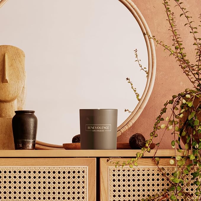 Benevolence LA Eucalyptus & Chamomile Scented Candle | Soy Candles, Black Candle for Home | Gifts for Women and Men | Home Fragrance | Aromatherapy | 8oz, 45 Hour Burn