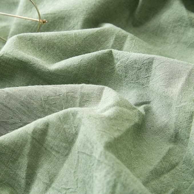 AMWAN Soft Sage Green Duvet Cover Twin 3 Piece Washed Cotton Bedding Sets Simple Style Light Green Comforter Cover Breathable Cotton Green Bedding Duvet Cover for Kids Boy Girl Adults Twin Bed Set