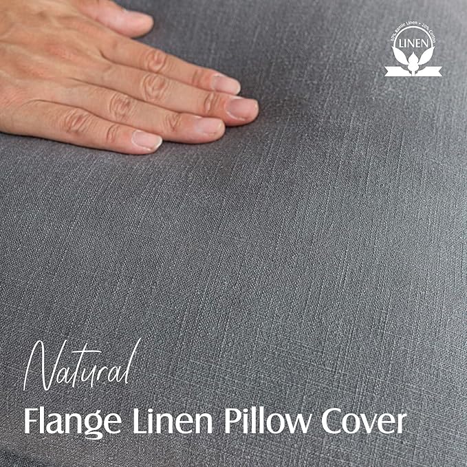 Foindtower Pack of 2, Decorative Linen Soild Throw Pillow Covers Soft Accent Square Cushion Case Boho Farmhouse Pillowcase for Chair Couch Sofa Bedroom Living Room Home Decor 20 x 20 Inch Grey