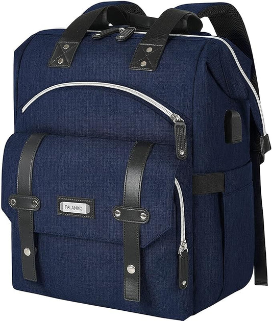 FALANKO Laptop Backpack for Women, Doctor Teacher Work Bookbag College Shoulder Bag with USB Port RFID Anti-theft, Nurse Travel Business Bag for Men Women Fit 15.6 Inch Computer