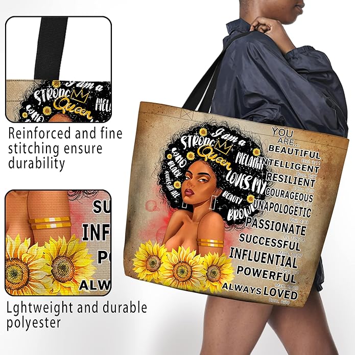 IAGM Women Tote Bags African American Woman Shoulder Bag Afro Black Girl Magic Satchel Handbags For Shopping,Work,Grocery,Gym