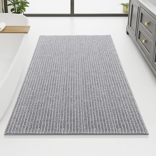 Arotive Luxury Chenille Bathroom Rug Mat, Extra Soft Thick Absorbent Shaggy Bath Rugs, Non-Slip Machine Wash Dry, Plush Bath Mats for Bathroom, Shower and Tub, 70x46, Light Grey