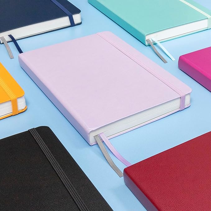 PAPERAGE Lined Journal Notebook, (Lavender), 252 Pages, Medium 5.6 in x 8 in - 100 GSM Thick Paper – Hardcover Journaling Notebook for Work, School & Note Taking