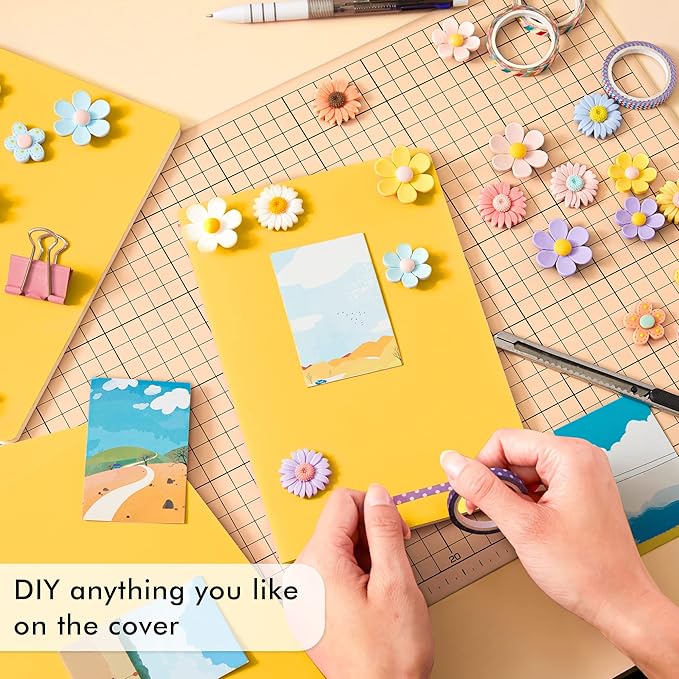 16 Pack Soft Cover Journal Bulk, Feela Lined Notebooks College Ruled for Work for Women Girl Writing, Blank Travel Journal Note Taking Notebook School Business Supplies, 8.2” x 5.5”, A5, Yellow