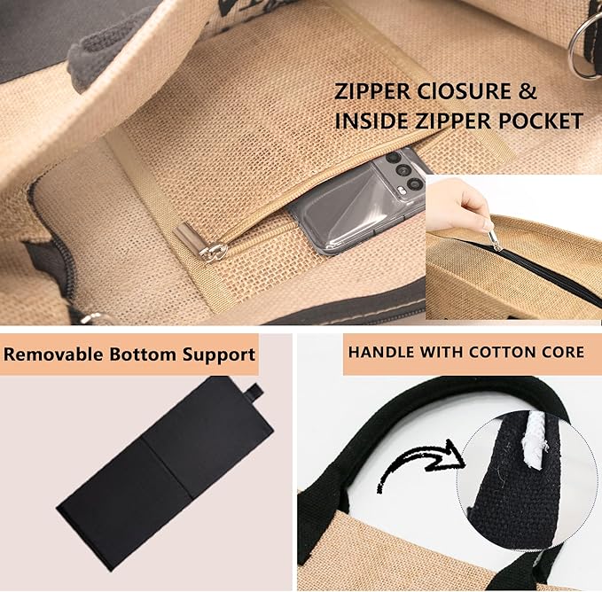 BeeGreen Embroidery Monogram Initial Tote Bag for Women Teacher Mom Friend Personalized Gift for Birthday Beach Work Wedding