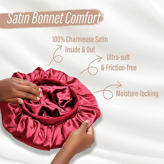 Satin Bonnet Adjustable Sleeping Silk Bonnet Black Women Men Double Layer Satin Silk Sleep Cap Hair Wrap Large Curly Hair