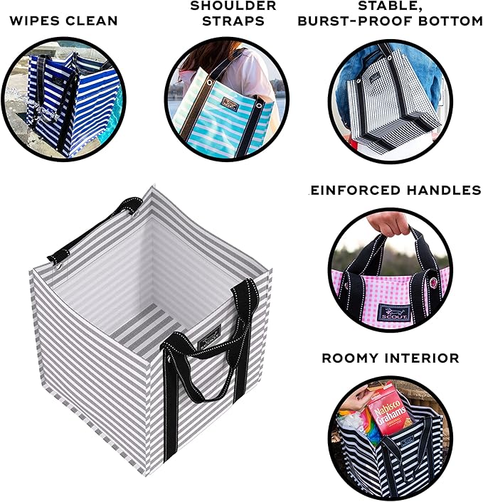 SCOUT Bagette Market Tote, Large Reusable Grocery Bag with Burst-Proof Bottom